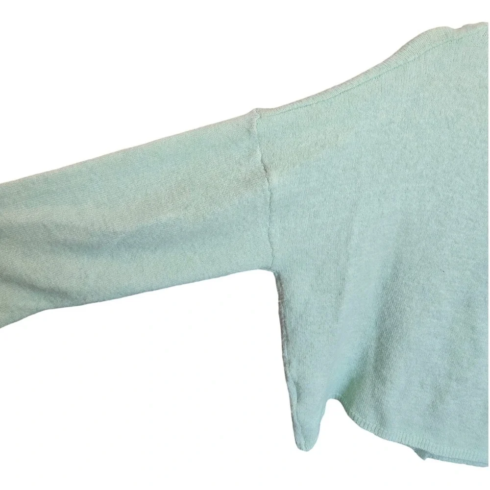 Mimosa Cardigan Sweater Mint Green Crew Neck Long Sleeve Preppy Minimalist Large - Picture 4 of 6